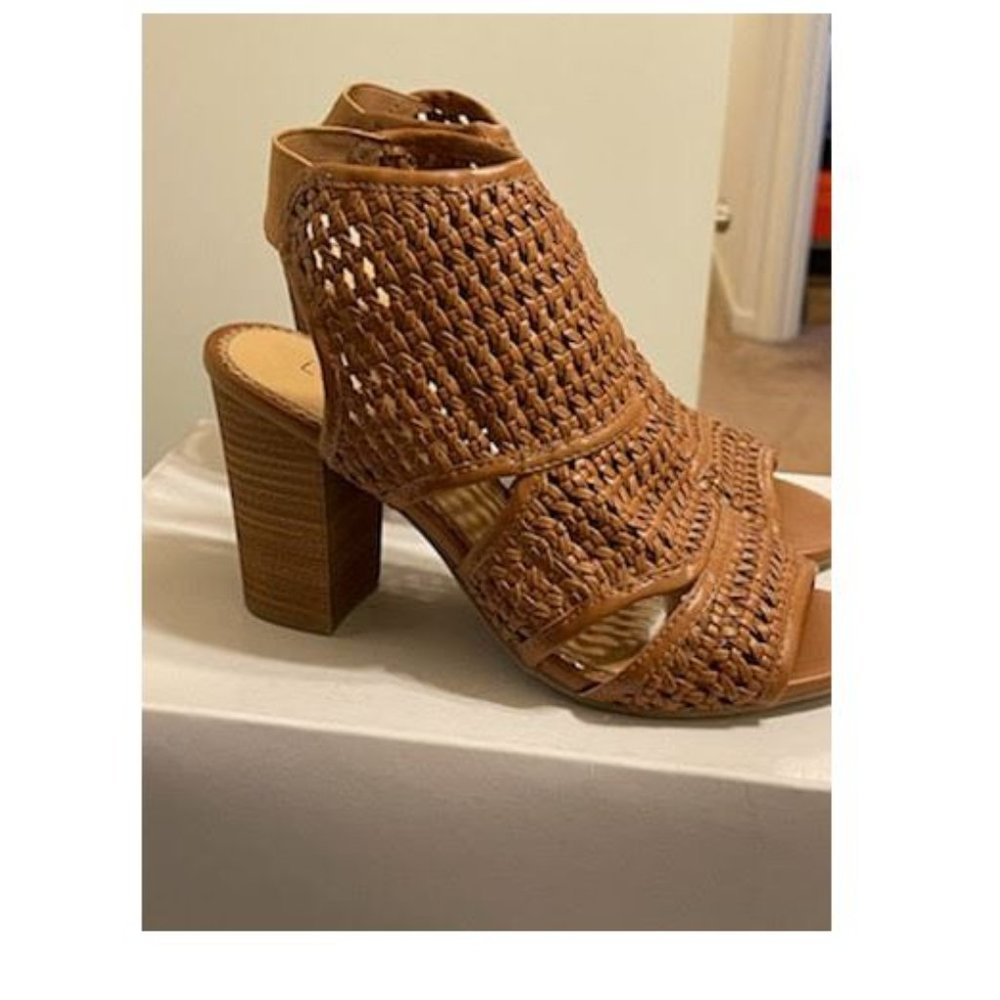 LAUREN CONRAD Women's Brown Leather Comfort Heels Wedges Shoes 7.5